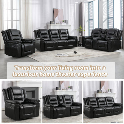 Modern Home Theater Swivel Manual Recliner, Single Sofa Rocking Chair with Wide Armrest and Waterproof Cushions