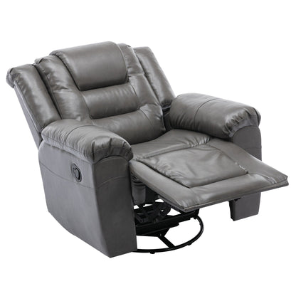 Modern Home Theater Swivel Manual Recliner, Single Sofa Rocking Chair with Wide Armrest and Waterproof Cushions
