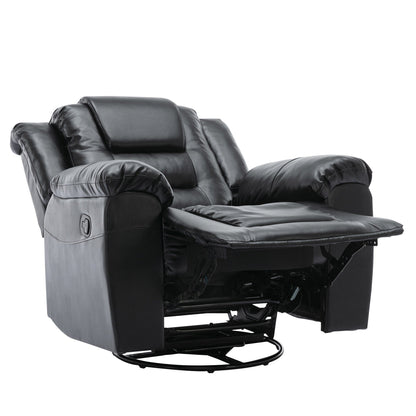 Modern Home Theater Swivel Manual Recliner, Single Sofa Rocking Chair with Wide Armrest and Waterproof Cushions
