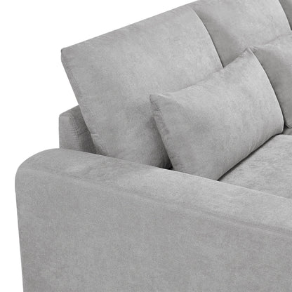 Modern L-Shaped Feather-Filled Sectional Sofa with Reversible Chaise and Pillows for Living Room