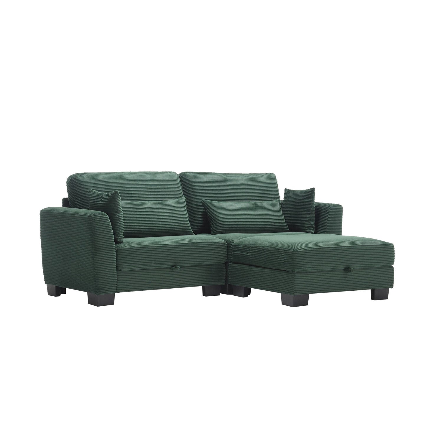 Modern L Shaped Upholstered Couch, 86.61 Velvet Modular 2 Seat Sectional Sofa with Storage Seats for Living Room and Apartment