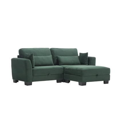 Modern L Shaped Upholstered Couch, 86.61 Velvet Modular 2 Seat Sectional Sofa with Storage Seats for Living Room and Apartment