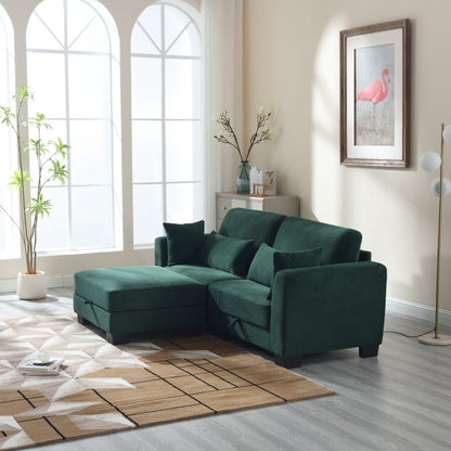 Modern L Shaped Upholstered Couch, 86.61 Velvet Modular 2 Seat Sectional Sofa with Storage Seats for Living Room and Apartment