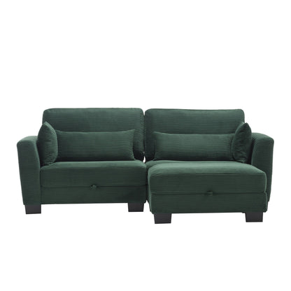 Modern L Shaped Upholstered Couch, 86.61 Velvet Modular 2 Seat Sectional Sofa with Storage Seats for Living Room and Apartment