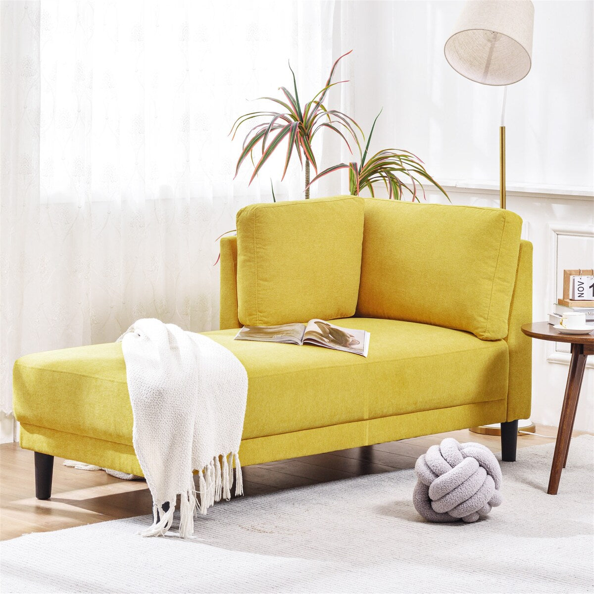 Modern Linen Fabric Corner Lounge Chair by Harper&Bright Designs