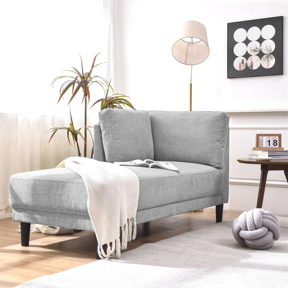 Modern Linen Fabric Corner Lounge Chair by Harper&Bright Designs
