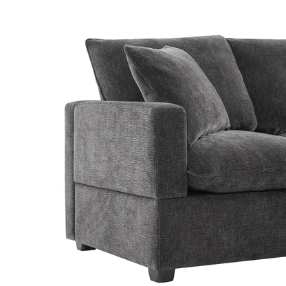 Modern Modular Sofa, 4 Seat Chenille Sectional Couch Set With 2 Pillows Included, Freely Combinable Indoor Funiture