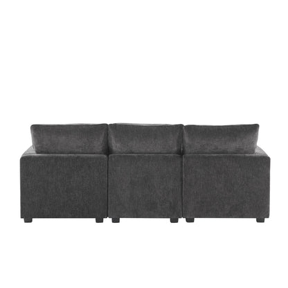 Modern Modular Sofa, 4 Seat Chenille Sectional Couch Set With 2 Pillows Included, Freely Combinable Indoor Funiture