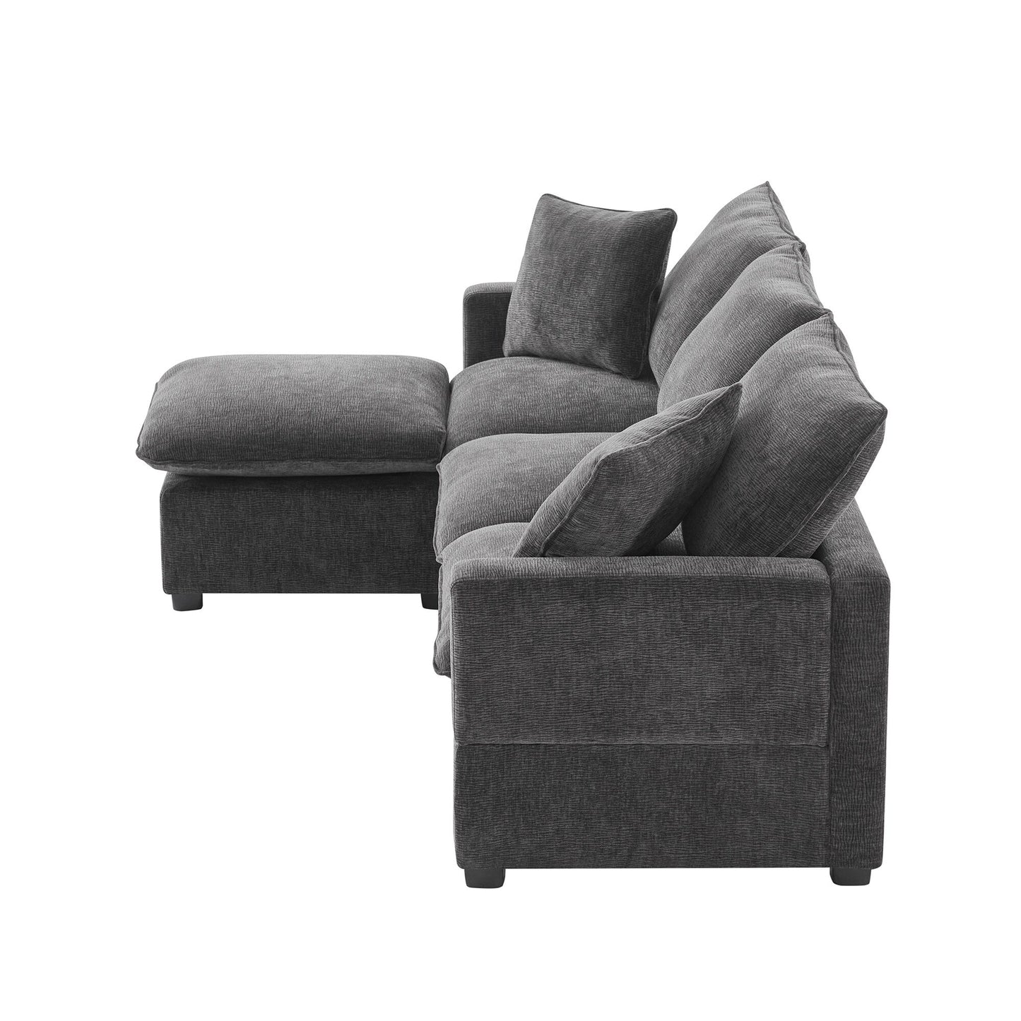 Modern Modular Sofa, 4 Seat Chenille Sectional Couch Set With 2 Pillows Included, Freely Combinable Indoor Funiture