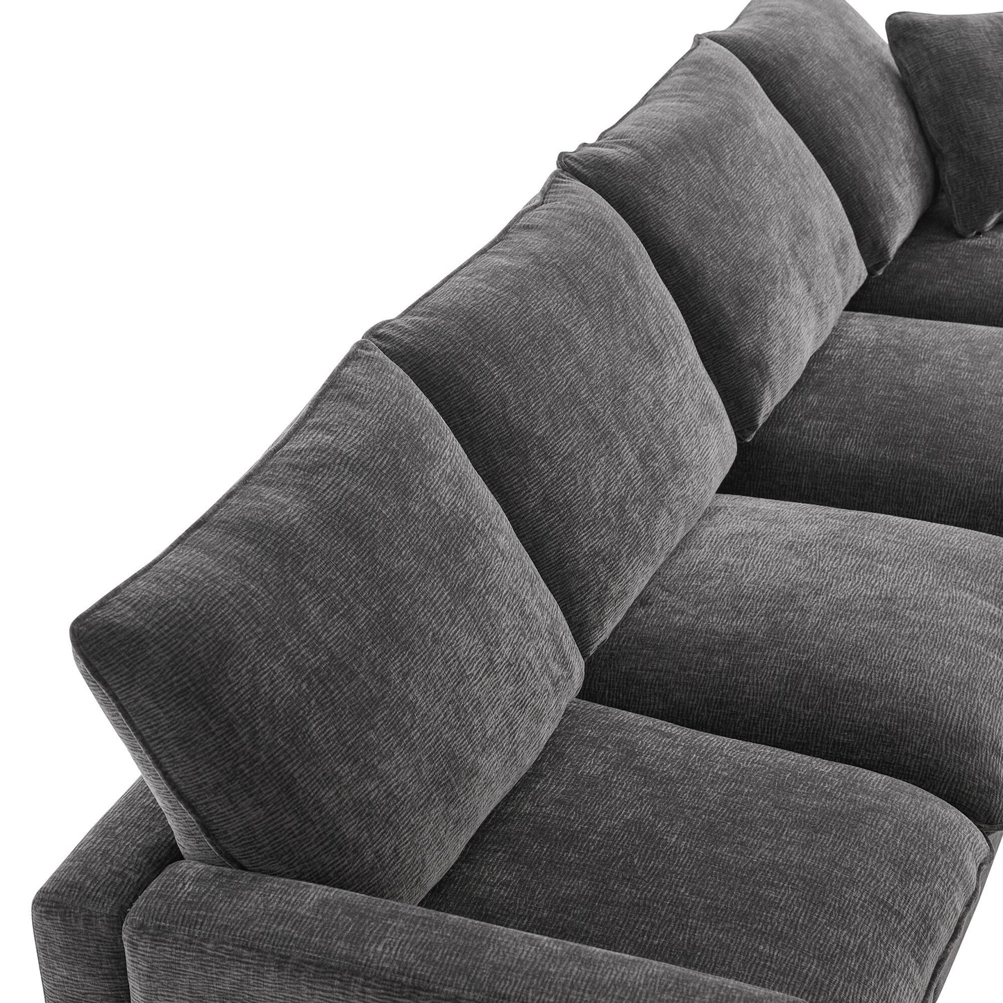 Modern Modular Sofa, 4 Seat Chenille Sectional Couch Set With 2 Pillows Included, Freely Combinable Indoor Funiture
