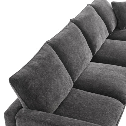 Modern Modular Sofa, 4 Seat Chenille Sectional Couch Set With 2 Pillows Included, Freely Combinable Indoor Funiture