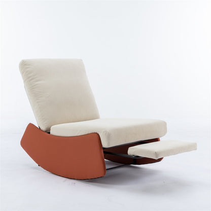 Modern Upholstered Rocking Chair Recliner w/ Footrest and Soft Padded