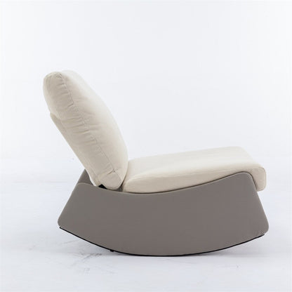 Modern Upholstered Rocking Chair Recliner w/ Footrest and Soft Padded
