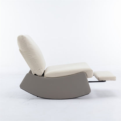 Modern Upholstered Rocking Chair Recliner w/ Footrest and Soft Padded