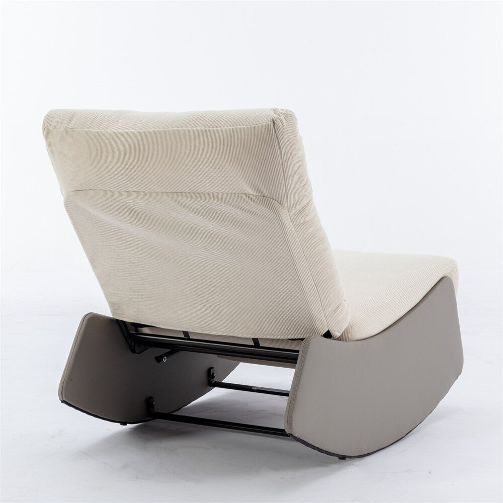 Modern Upholstered Rocking Chair Recliner w/ Footrest and Soft Padded