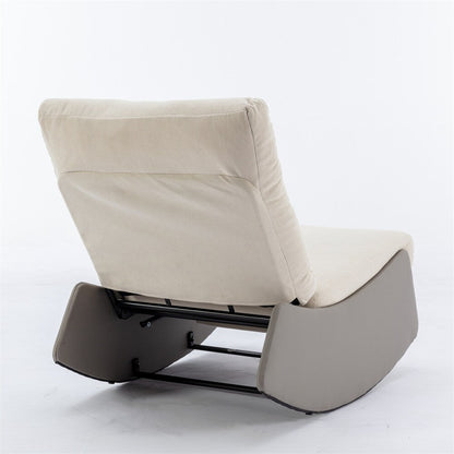 Modern Upholstered Rocking Chair Recliner w/ Footrest and Soft Padded