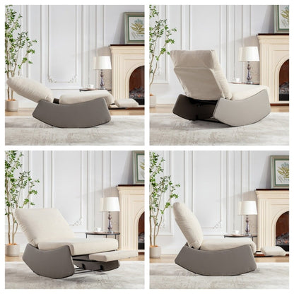 Modern Upholstered Rocking Chair Recliner w/ Footrest and Soft Padded