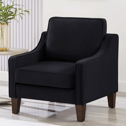 Modern Upholstered Sofa with Removable Cushions and Scooped Arms