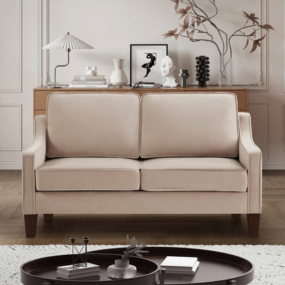 Modern Upholstered Sofa with Removable Cushions and Scooped Arms
