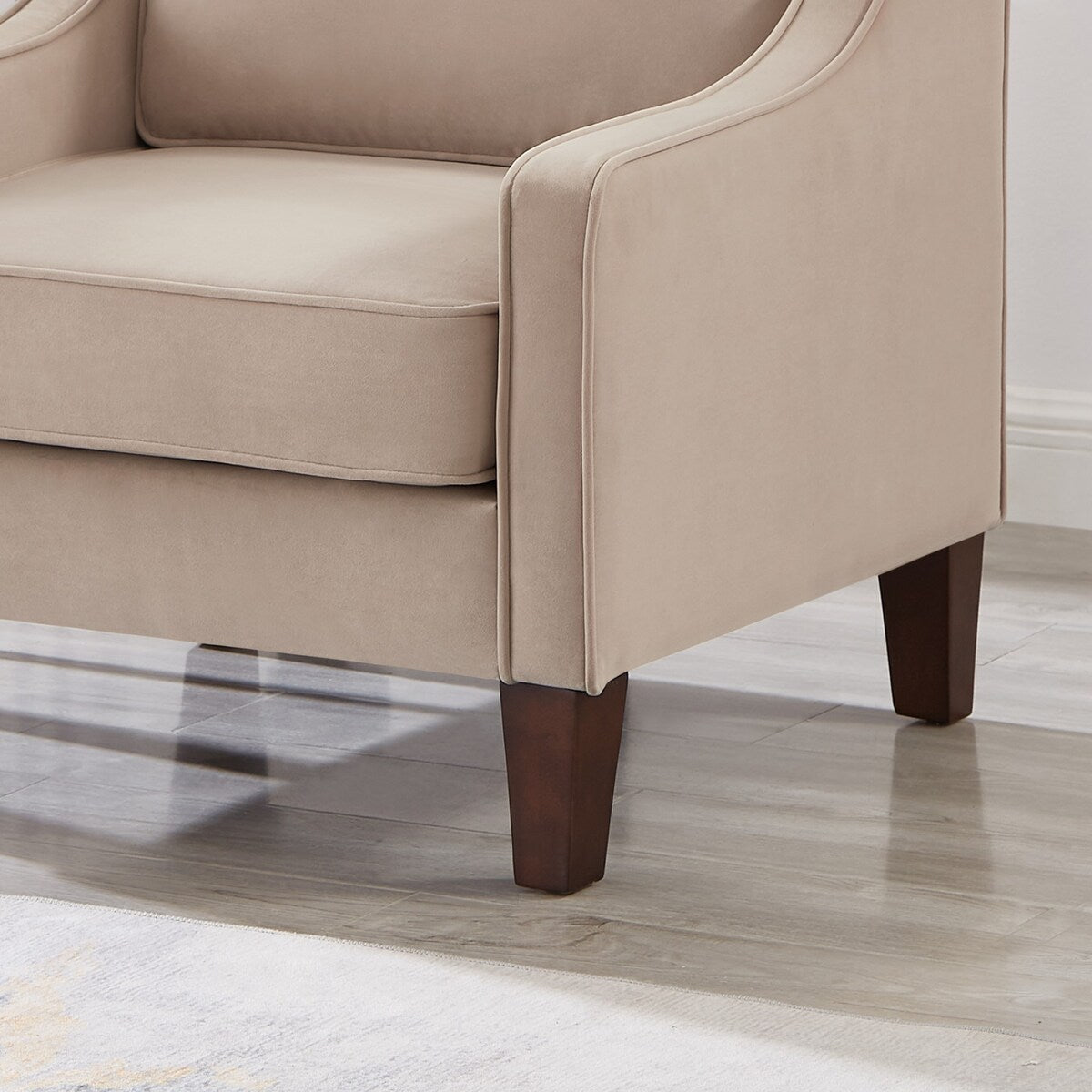 Modern Upholstered Sofa with Removable Cushions and Scooped Arms