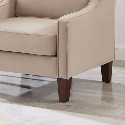 Modern Upholstered Sofa with Removable Cushions and Scooped Arms