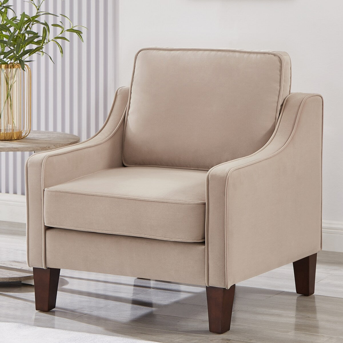 Modern Upholstered Sofa with Removable Cushions and Scooped Arms