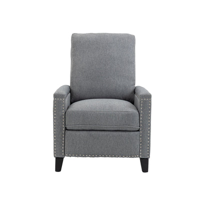 Modern Velvet Manual Recliner with Cushions and Nailhead Decoration