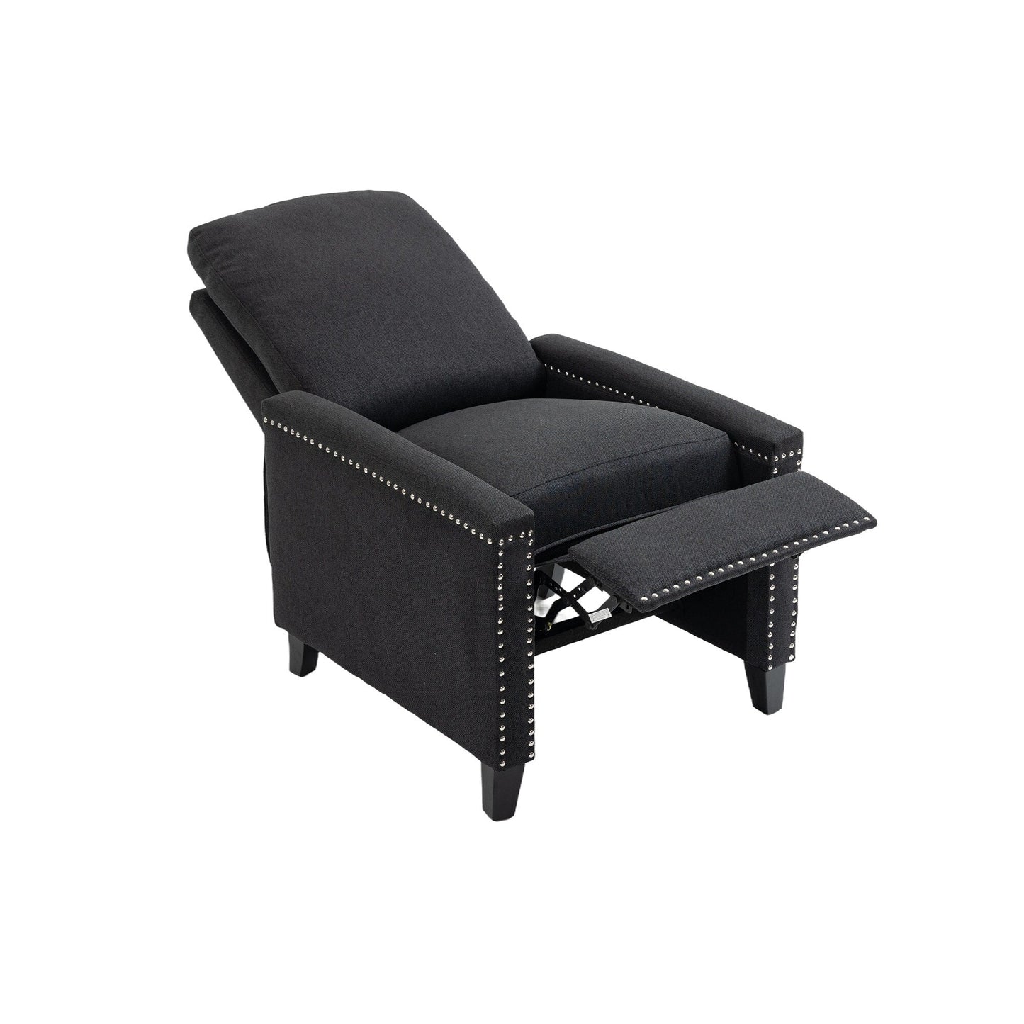 Modern Velvet Manual Recliner with Cushions and Nailhead Decoration