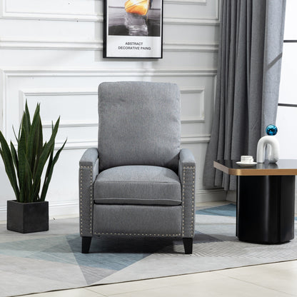 Modern Velvet Manual Recliner with Cushions and Nailhead Decoration