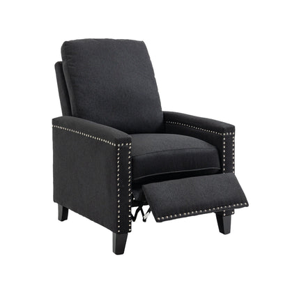 Modern Velvet Manual Recliner with Cushions and Nailhead Decoration