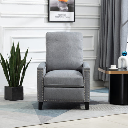 Modern Velvet Manual Recliner with Cushions and Nailhead Decoration
