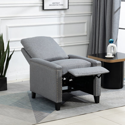 Modern Velvet Manual Recliner with Cushions and Nailhead Decoration