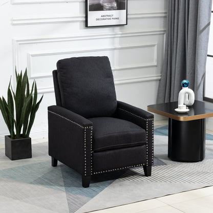 Modern Velvet Manual Recliner with Cushions and Nailhead Decoration