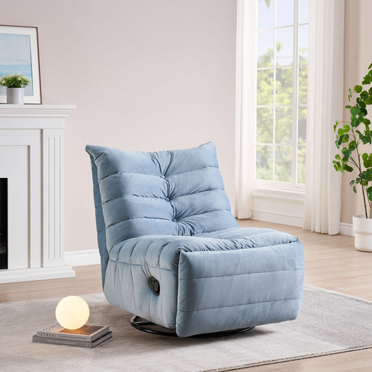 Modern Velvet Recliner Armless Lazy Sofa with Side Pocket and Manual Recline Function for Small Spaces