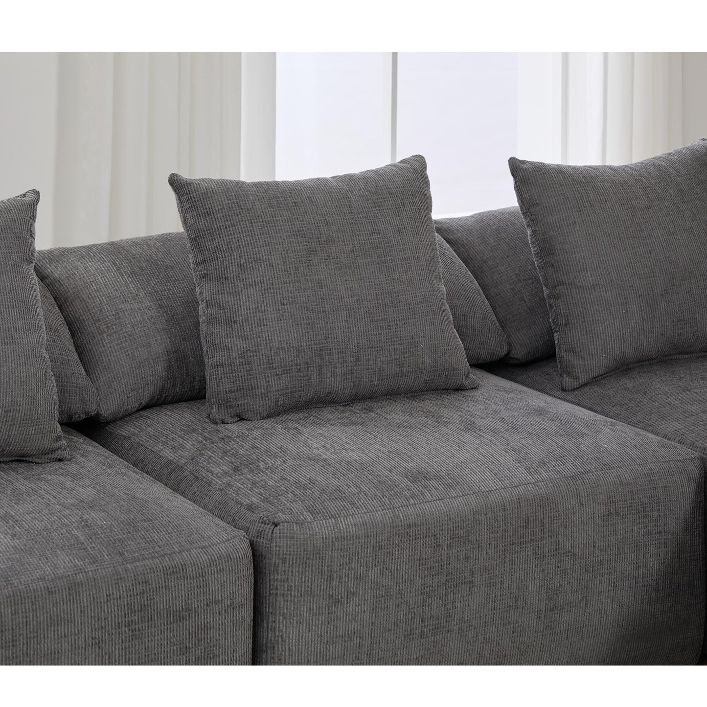 Modular 5-Piece Sectional Sofa Convertible Sleeper Couch with Ottoman and Pillows for Living Room
