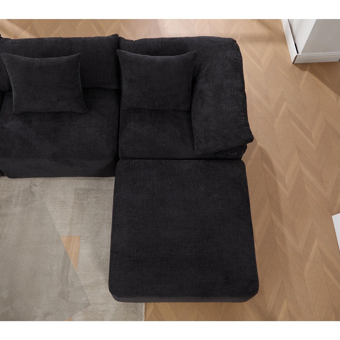 Modular 5-Piece Sectional Sofa Convertible Sleeper Couch with Ottoman and Pillows for Living Room