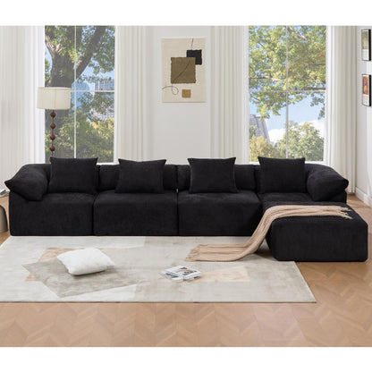 Modular 5-Piece Sectional Sofa Convertible Sleeper Couch with Ottoman and Pillows for Living Room