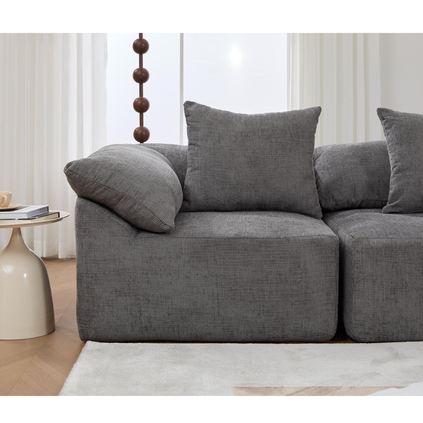Modular 5-Piece Sectional Sofa Convertible Sleeper Couch with Ottoman and Pillows for Living Room