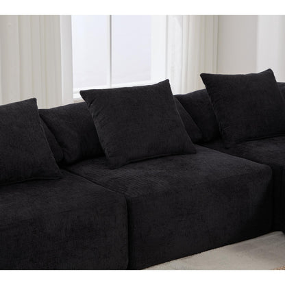 Modular 5-Piece Sectional Sofa Convertible Sleeper Couch with Ottoman and Pillows for Living Room