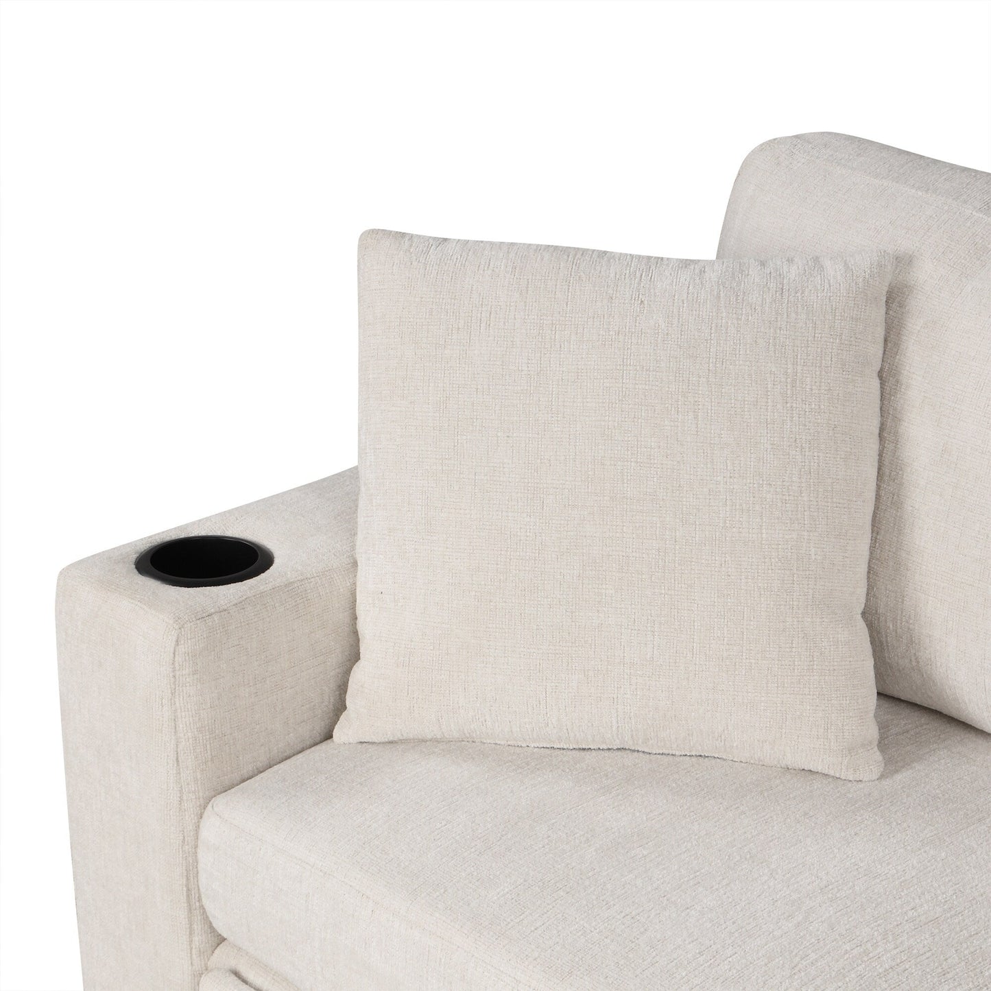 Modular Chenille Pull-Out Sleeper Sofa with Movable Storage Ottoman and USB Ports for Living Room