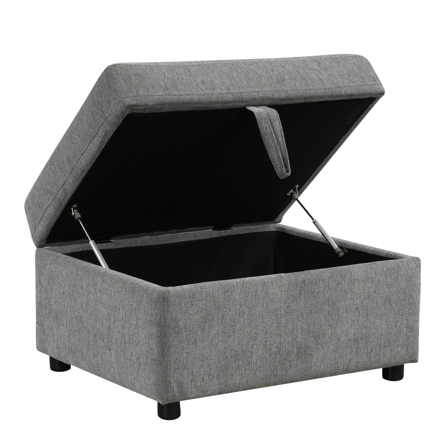 Modular Chenille Pull-Out Sleeper Sofa with Movable Storage Ottoman and USB Ports for Living Room