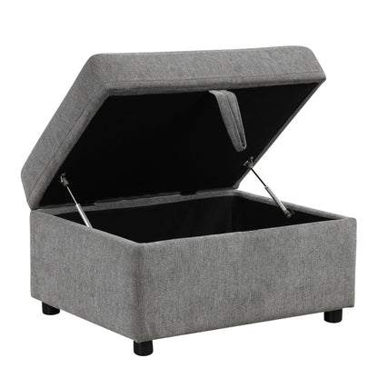Modular Chenille Pull-Out Sleeper Sofa with Movable Storage Ottoman and USB Ports for Living Room