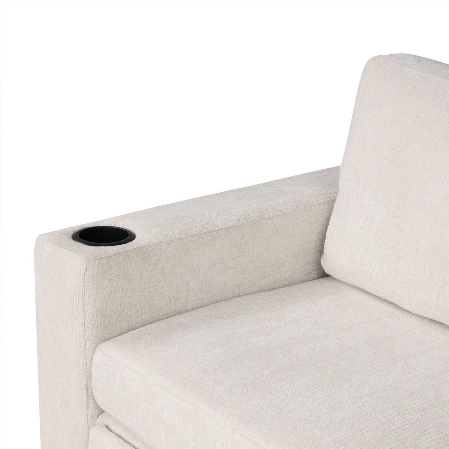 Modular Chenille Pull-Out Sleeper Sofa with Movable Storage Ottoman and USB Ports for Living Room