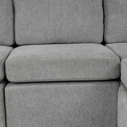 Modular Chenille Pull-Out Sleeper Sofa with Movable Storage Ottoman and USB Ports for Living Room