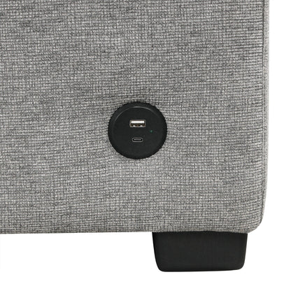 Modular Chenille Pull-Out Sleeper Sofa with Movable Storage Ottoman and USB Ports for Living Room