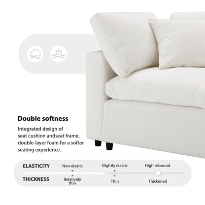 Modular Cloud Sofa Bed,Chenille Sectional Couch Set With Ottoman,Free Combination,Convertible U Shaped Sleeper Sofa