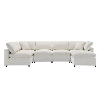 Modular Cloud Sofa Bed,Chenille Sectional Couch Set With Ottoman,Free Combination,Convertible U Shaped Sleeper Sofa
