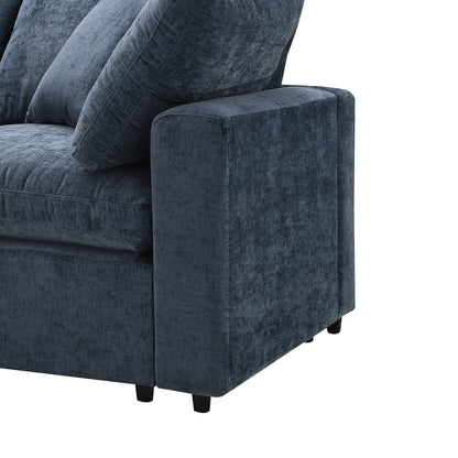 Modular Cloud Sofa Bed,Chenille Sectional Couch Set With Ottoman,Free Combination,Convertible U Shaped Sleeper Sofa