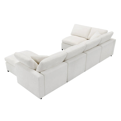 Modular Cloud Sofa Bed,Chenille Sectional Couch Set With Ottoman,Free Combination,Convertible U Shaped Sleeper Sofa