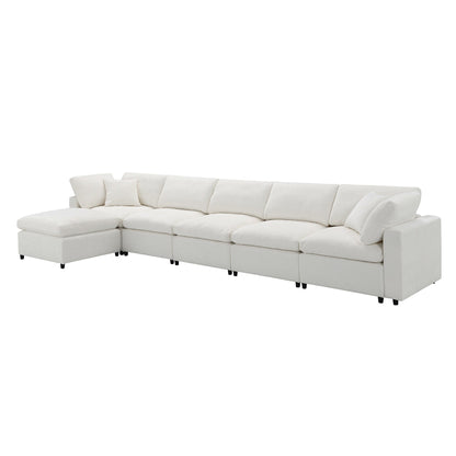 Modular Cloud Sofa Bed,Chenille Sectional Couch Set With Ottoman,Free Combination,Convertible U Shaped Sleeper Sofa